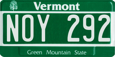 VT license plate NOY292