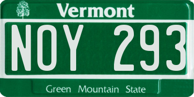 VT license plate NOY293