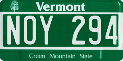 VT license plate NOY294