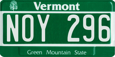 VT license plate NOY296