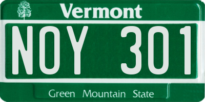VT license plate NOY301