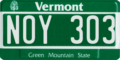 VT license plate NOY303
