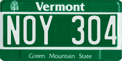 VT license plate NOY304