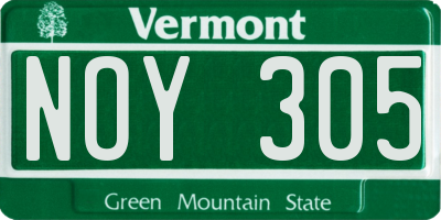 VT license plate NOY305