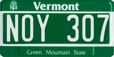 VT license plate NOY307