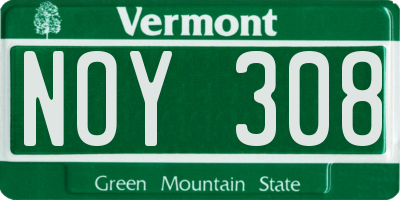 VT license plate NOY308