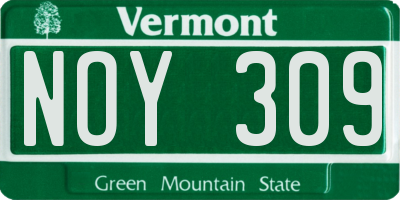 VT license plate NOY309