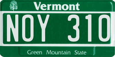 VT license plate NOY310