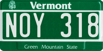 VT license plate NOY318