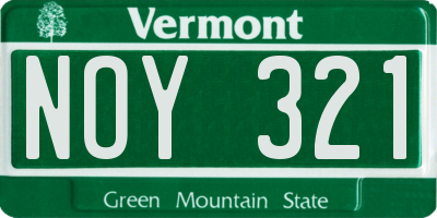 VT license plate NOY321