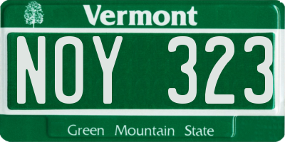 VT license plate NOY323
