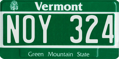 VT license plate NOY324