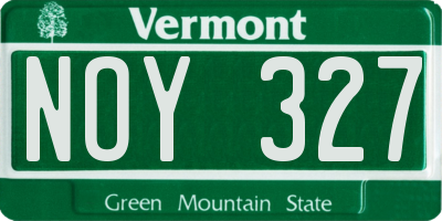 VT license plate NOY327