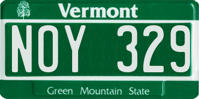 VT license plate NOY329
