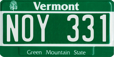 VT license plate NOY331