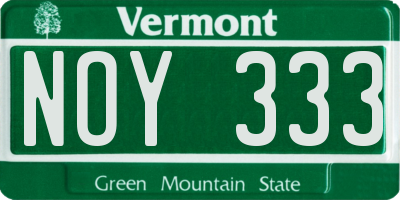VT license plate NOY333