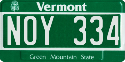 VT license plate NOY334