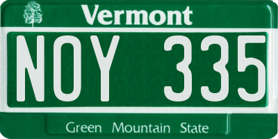 VT license plate NOY335