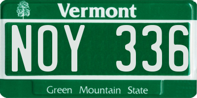 VT license plate NOY336
