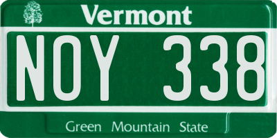 VT license plate NOY338