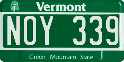 VT license plate NOY339