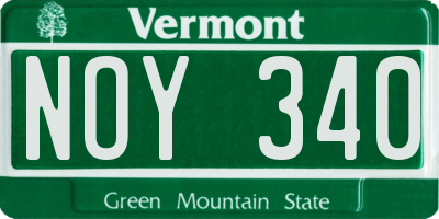 VT license plate NOY340