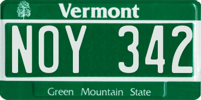 VT license plate NOY342