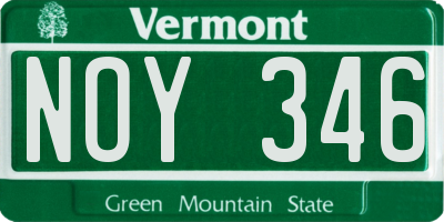 VT license plate NOY346