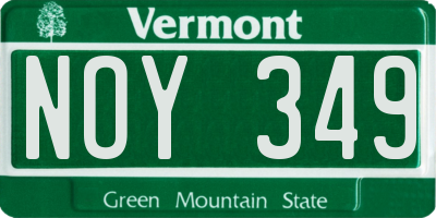 VT license plate NOY349