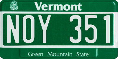 VT license plate NOY351