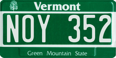 VT license plate NOY352