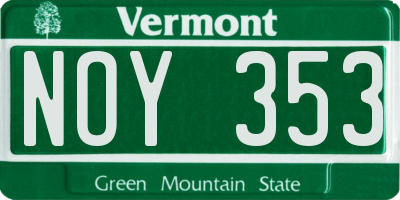 VT license plate NOY353