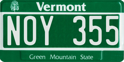 VT license plate NOY355