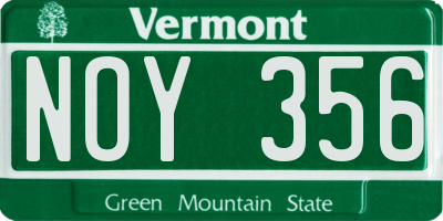 VT license plate NOY356