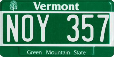 VT license plate NOY357
