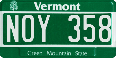 VT license plate NOY358