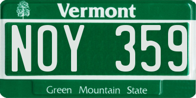VT license plate NOY359