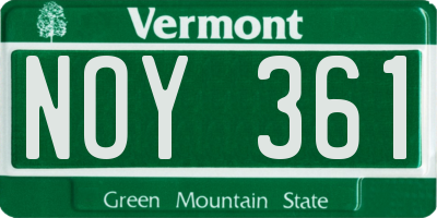VT license plate NOY361