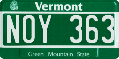 VT license plate NOY363