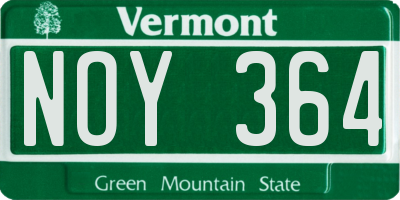 VT license plate NOY364