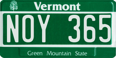 VT license plate NOY365