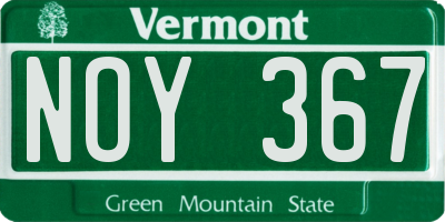 VT license plate NOY367