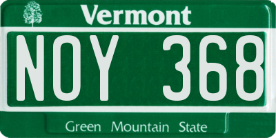 VT license plate NOY368