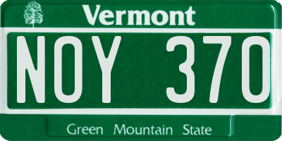 VT license plate NOY370