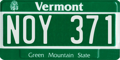 VT license plate NOY371