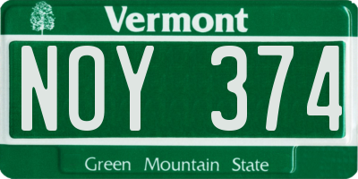 VT license plate NOY374