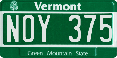 VT license plate NOY375
