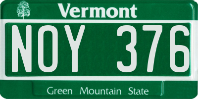 VT license plate NOY376