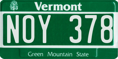 VT license plate NOY378