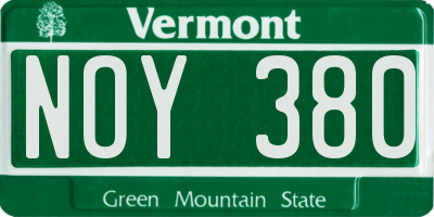 VT license plate NOY380